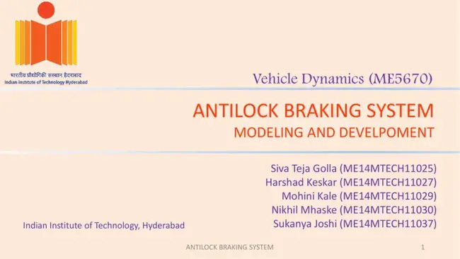 Antilock Braking System : 防抱死制动系统