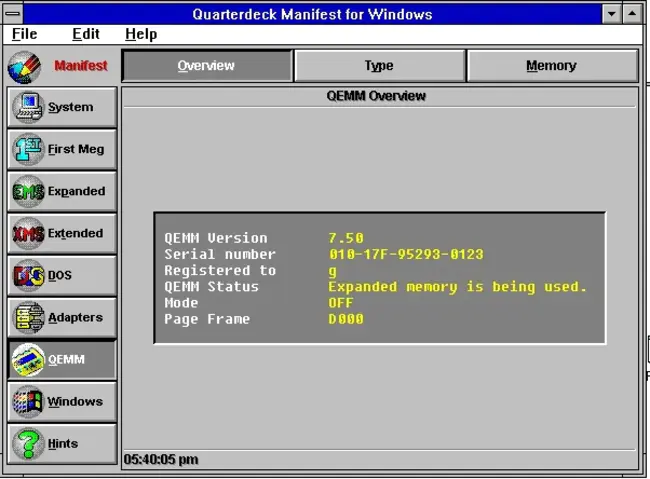 QEMM MCA Adapter Description Library file : QEMM MCA 适配器描述库文件