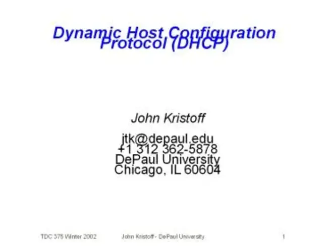 Dynamic Host Configuration Protocol : 动态主机配置协议