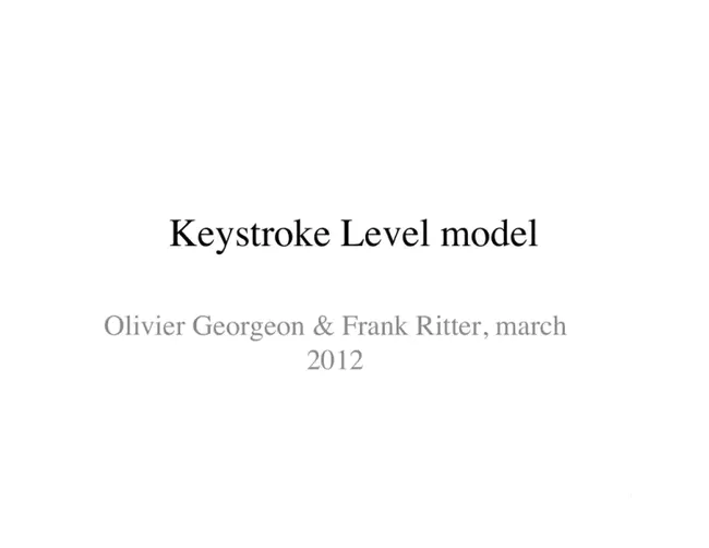 Keystroke-Level Model : 击键级模型