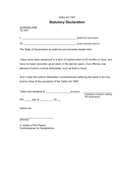 Statutory Declaration Form : 法定声明表