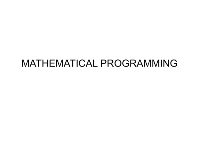 Mathematical Programming System : 数学规划系统