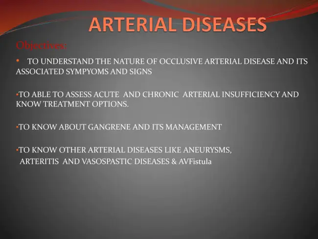 Arterial Vascular Disease : 动脉血管疾病