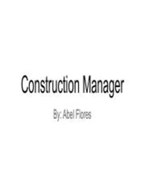 Construction Manager : 施工经理