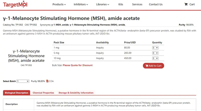 Melanocyte Stimulating Hormone : 黑素细胞刺激激素