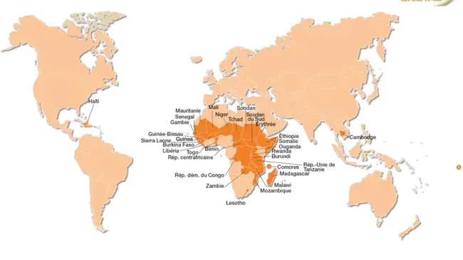 Pays Moins Avancés : 欠发达国家