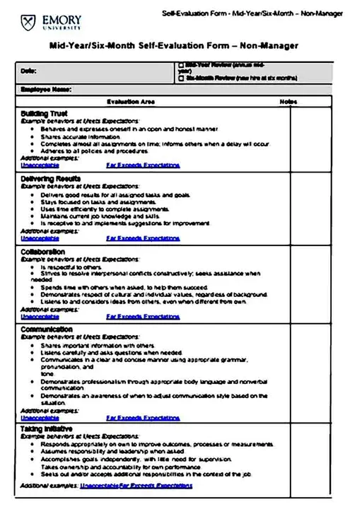 Self Evaluation Document : 自我评价文件