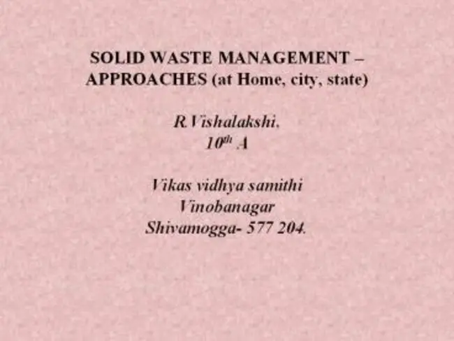 Solid Waste Management : 固体废物管理