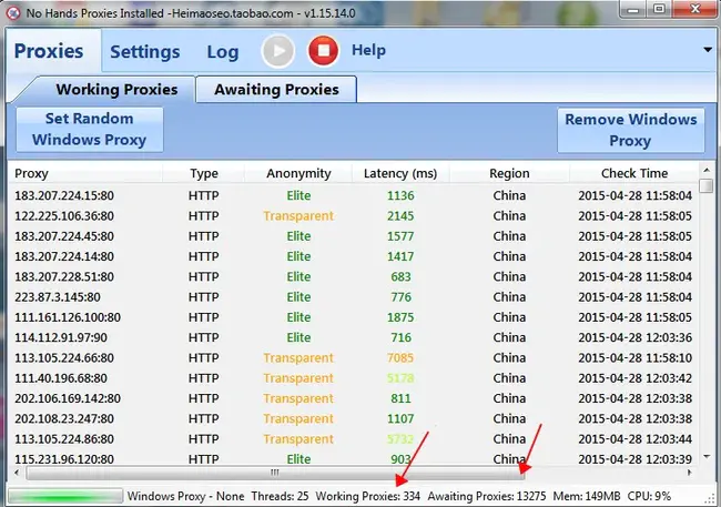 Unsecured Proxies List : 不安全代理列表