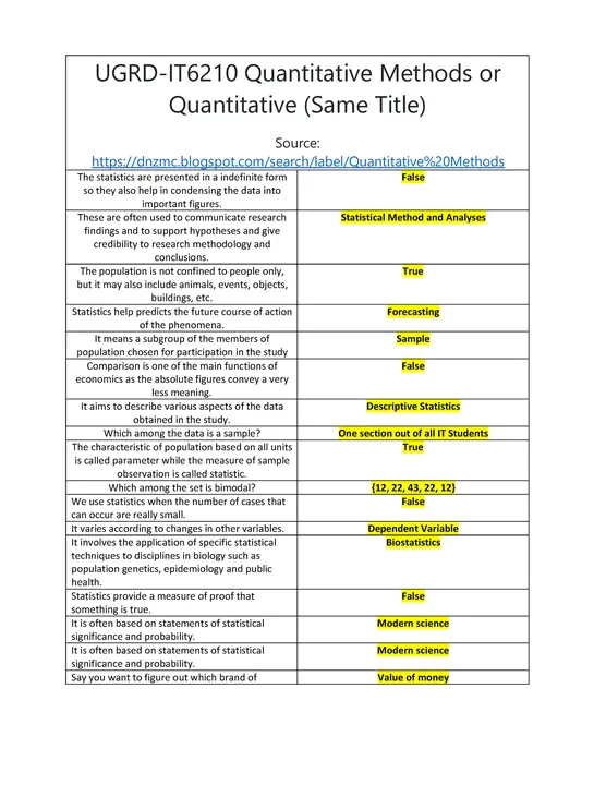 Quantitative Methods : 定量方法