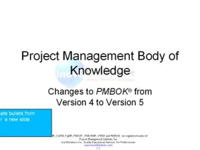 Project Management Body Of Knowledge : 项目管理知识体系