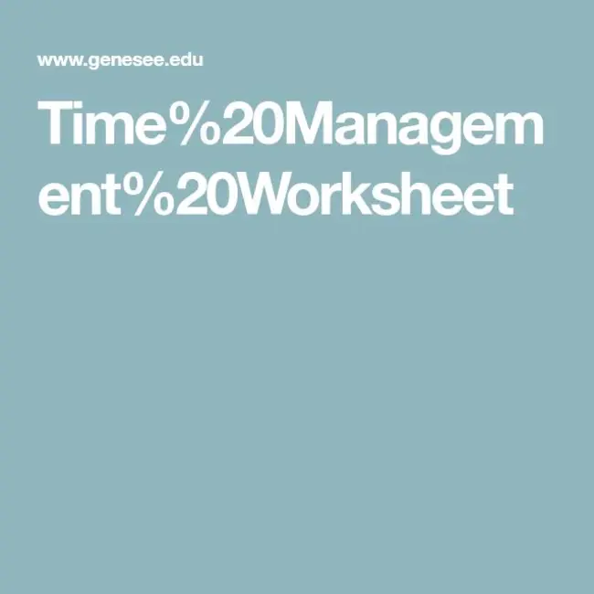 Time Management : 时间管理