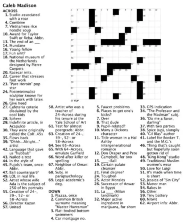 Yale Herald Crossword : 耶鲁先驱纵横字谜