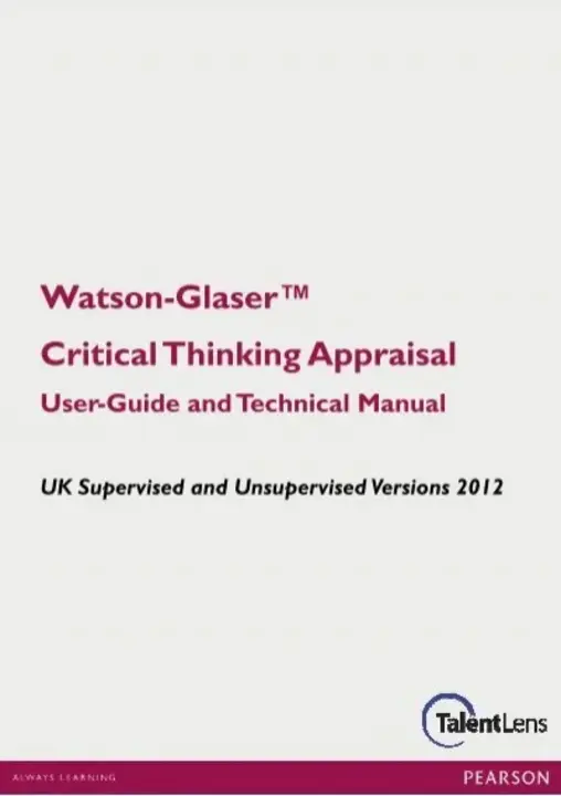 Watson Glasser Critical Thinking : 华生格拉瑟批判性思维