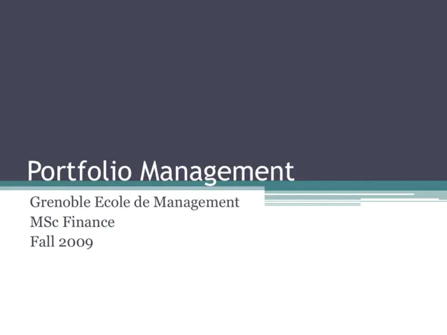 Portfolio Management : 投资组合管理