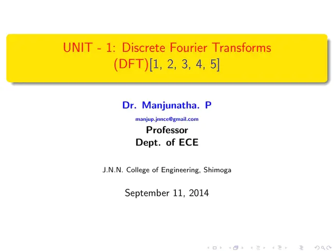 Discrete Fourier Transform : 离散傅立叶变换