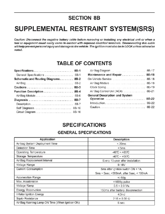 Secondary Restraint System : 辅助约束系统