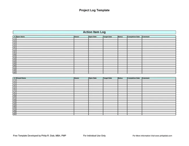 Action Item Sheet : 行动项目表