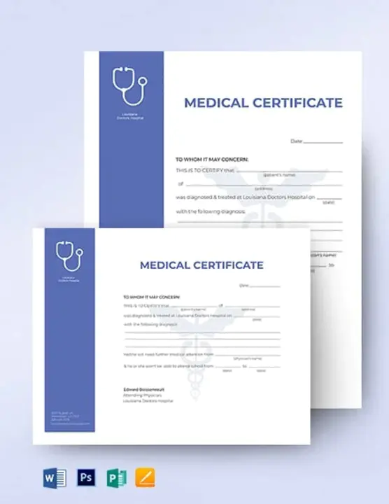 Medical Certificate : 医学证明