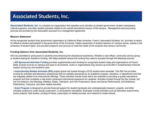 Associated Students Incorporated : 联合学生会