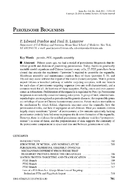 Peroxisomal Biogenesis Disorders : 过氧化物酶体生物合成障碍