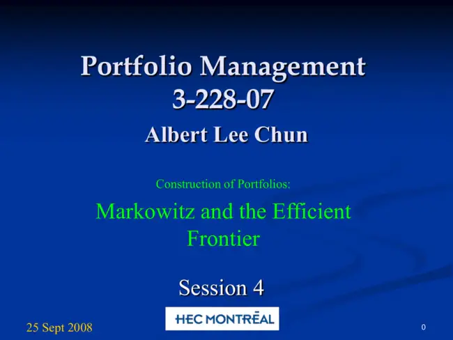 Management of Portfolios : 投资组合管理