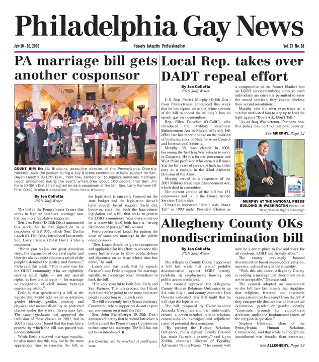 Philadelphia Gay News : 费城同性恋新闻