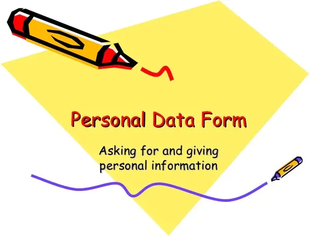 Personal Data Form : 个人数据表