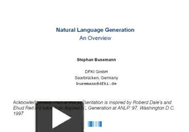 Natural Language Generation : 自然语言生成