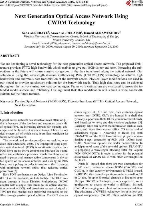 Optical Communication Systems and Networks : 光通信系统和网络