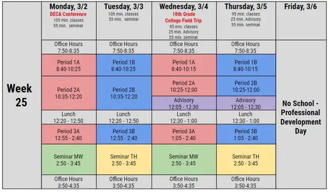 Alternate Work Week Schedule : 备用工作周计划