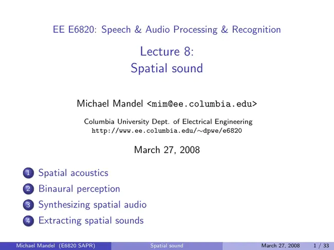 Spatial Sound Transfer Functions : 空间声传递函数