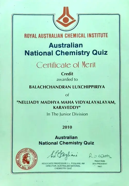 Australian National Chemistry Quiz : 国家化学测试