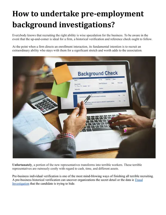 Employment Background Investigations : 就业背景调查