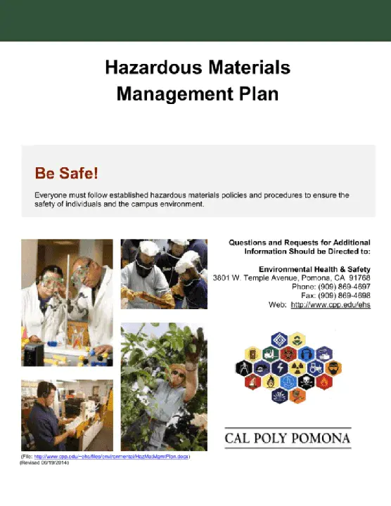 Hazardous Materials Management Plans : 危险品管理计划