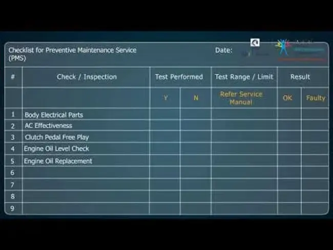 Preventive Maintenance Task List : 预防性维护任务清单