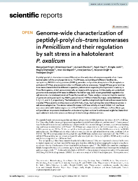 Peptidyl Prolyl Isomerase d : 肽基脯氨酰异构酶D