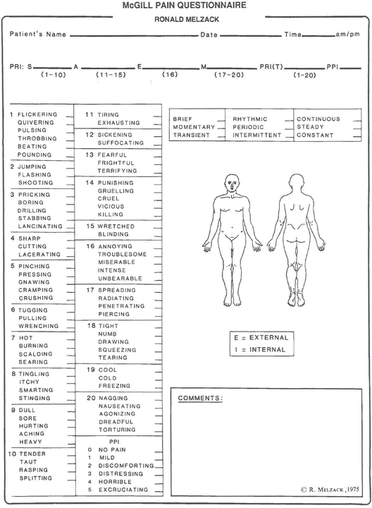 McGill Pain Questionnaire : 麦吉尔疼痛问卷