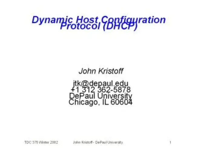 Dynamic Host Configuration : 动态主机配置