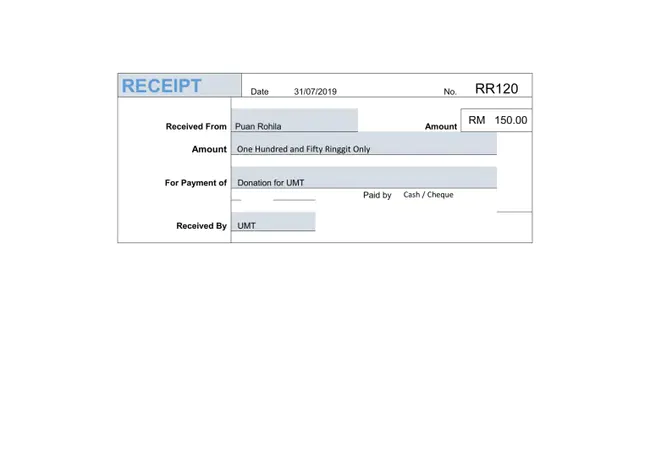 Remittance Transfer Receipt : 汇款转账回单